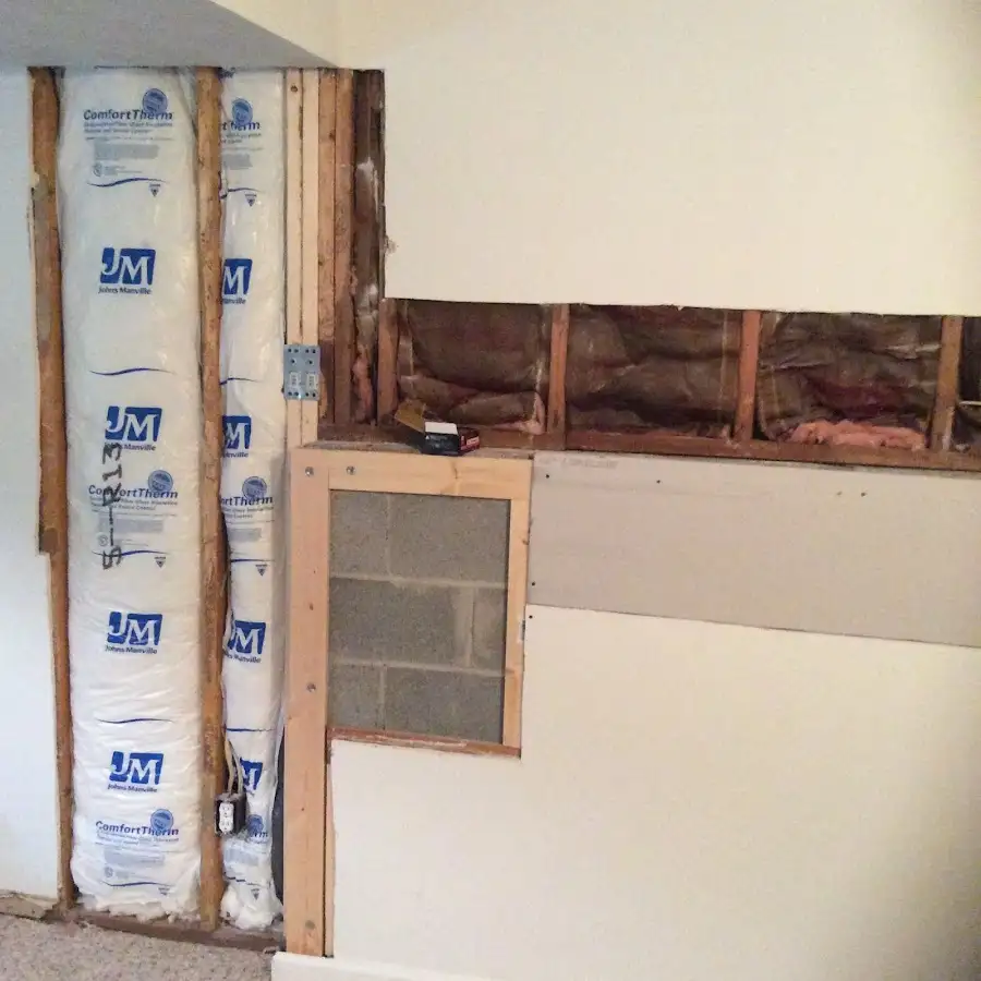 Wall insulation replacement during Basement Flood Cleanup in Greenfield